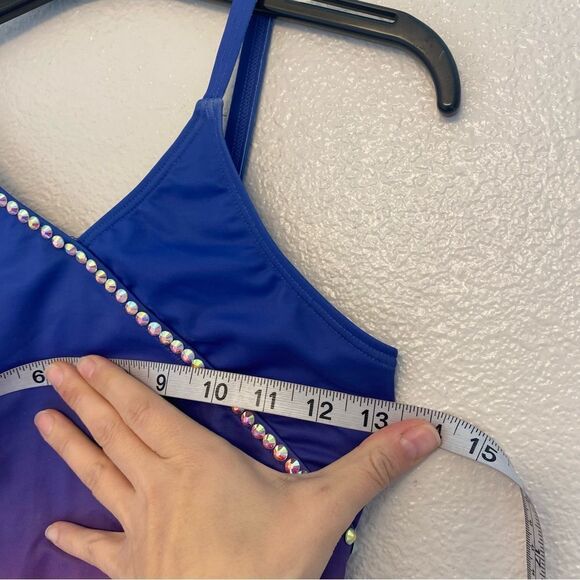 Weissman Balera Costume solo custom dance rhinestone Ombre Leotard PL12366 LC - Picture 11 of 15